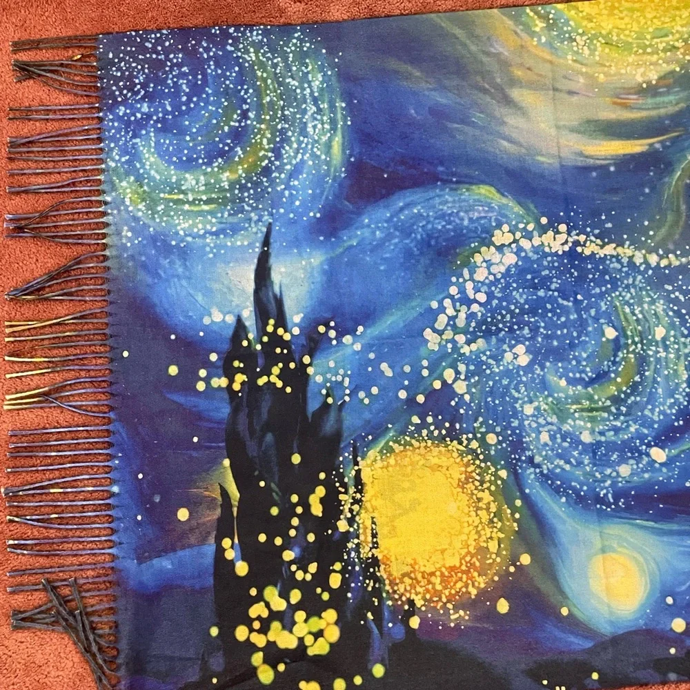 Starry Night Café scarf /shawl NWOT/double sided